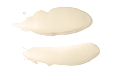 Abstract acrylic beige color smear brush stroke. Isolated on white background.