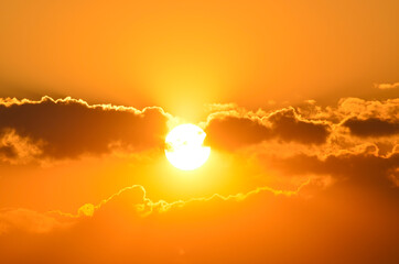 Fototapeta premium Sunset golden sky, photo in the evening