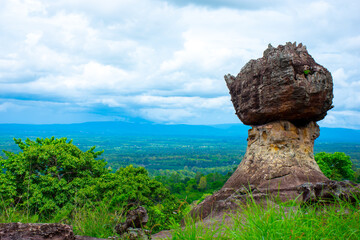 Rock sculpture by nature with great view at Phu hin jom thad national park, Udonthani, Thailand.