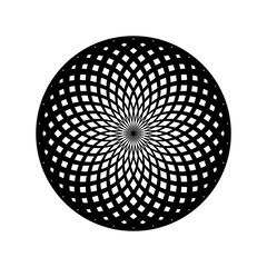 Spiral serpentine in round shape illusion on white