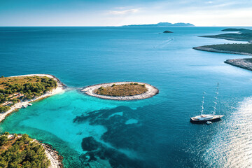 Aerial view of Paklinski Islands in Hvar, Croatia.