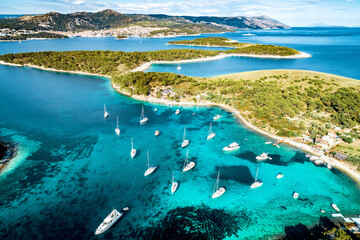 Aerial view of Paklinski Islands in Hvar, Croatia.