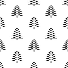 Obraz premium Seamless pattern made from doodle abstract fir trees. Isolated on white background. Vector stock illustration.