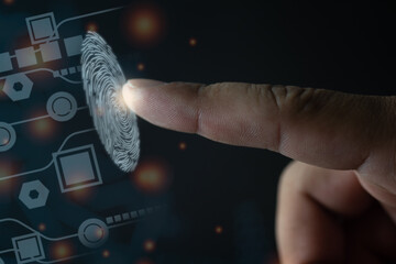 Biometric identification concept with fingerprints