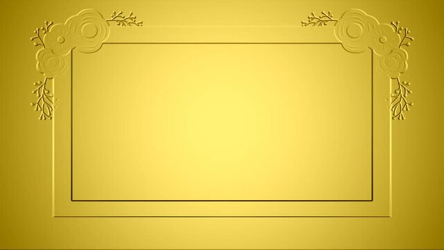 golden rectangular frames with flowers on each side, for your photo and text or video content
