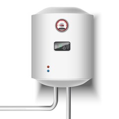 3d realistic vector water heater on white background.