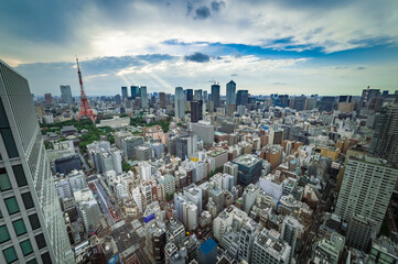 Obraz premium Pejzaż Tokio widziany z Hamamatsucho, Minato-ku, Tokio