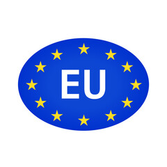EU. European Union logo symbol. Flat illustration of European Union vector flag. Made in Europe.