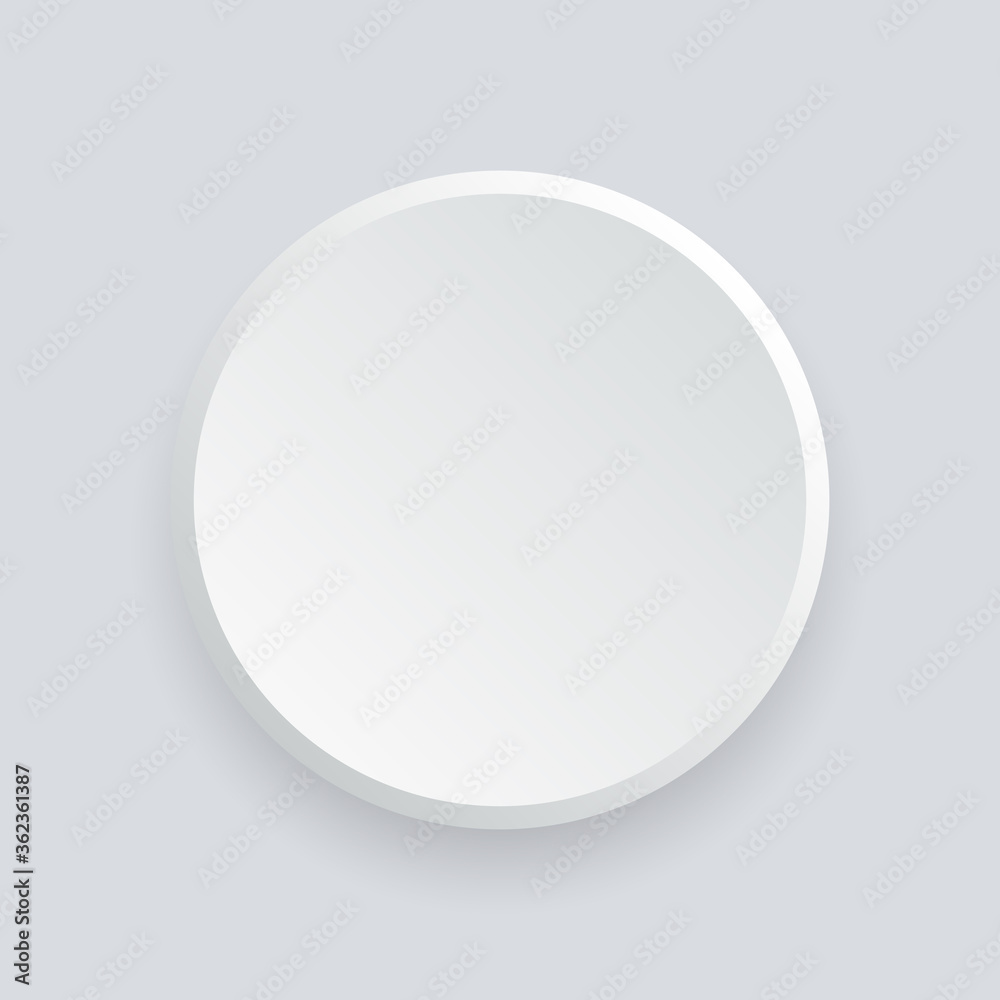 Poster white blank button 3d with shadow on white background. round square vector button.