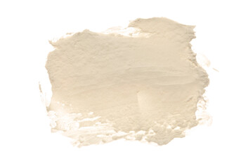 Abstract acrylic beige color smear brush stroke. Isolated on white background.
