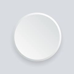 White blank button 3D with shadow on white background. Round square vector button.