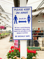 Social distancing sign for shop customer keep 2m apart