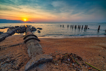 Beautiful sunset view from the Robina Beach in Penang.