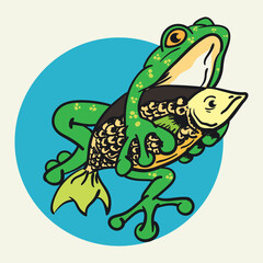Frog and fish design Vector Illustration