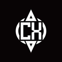 CX Logo with circle rounded combine triangle top and bottom side design template