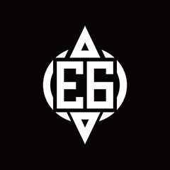 EG Logo with circle rounded combine triangle top and bottom side design template