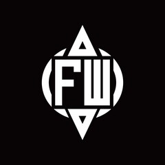 FW Logo with circle rounded combine triangle top and bottom side design template