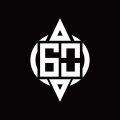 GO Logo with circle rounded combine triangle top and bottom side design template