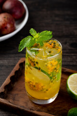 Frozen passion fruit green lemonade in summer