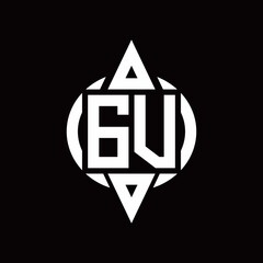 GV Logo with circle rounded combine triangle top and bottom side design template