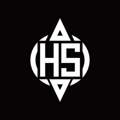 HS Logo with circle rounded combine triangle top and bottom side design template