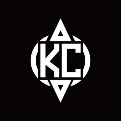 KC Logo with circle rounded combine triangle top and bottom side design template