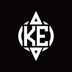 KE Logo with circle rounded combine triangle top and bottom side design template