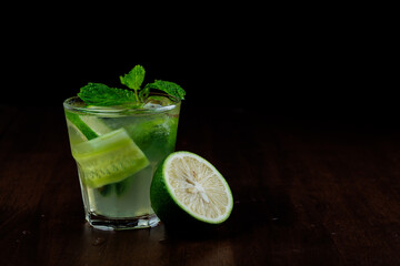 Frozen cucumber lemonade in summer