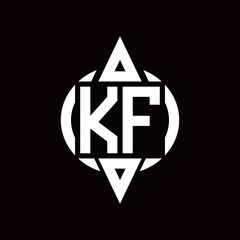 KF Logo with circle rounded combine triangle top and bottom side design template