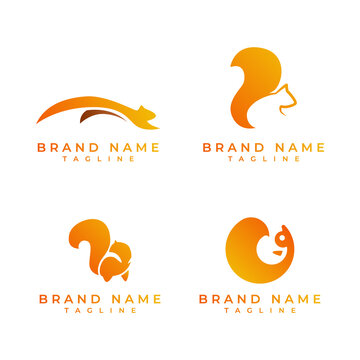 set of simple squirrel logo