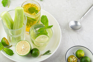 Frozen cucumber lemonade in summer