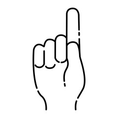 Pointing hand black line icon. Make the index finger up gesture. Pictogram for web page, mobile app, promo. UI UX GUI design element. Editable stroke