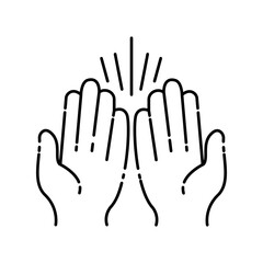 Praying hands black line icon. Prayer to god with faith and hope. Pictogram for web page, mobile app, promo. UI UX GUI design element. Editable stroke.