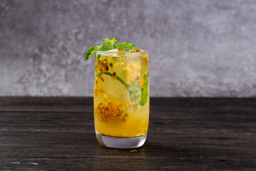 Frozen passion fruit green lemonade in summer