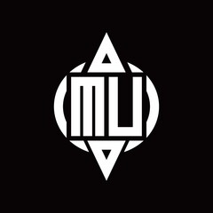 MU Logo with circle rounded combine triangle top and bottom side design template