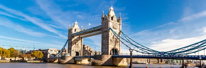 Foto op Plexiglas Tower Bridge Tower Bridge in Londen, Verenigd Koninkrijk, Verenigd Koninkrijk. Webbanner in panoramisch uitzicht.