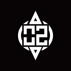 OZ Logo with circle rounded combine triangle top and bottom side design template