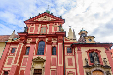 Fototapeta na wymiar St. George's Basilica, a church within Prague Castle, Prague, Czech Republic