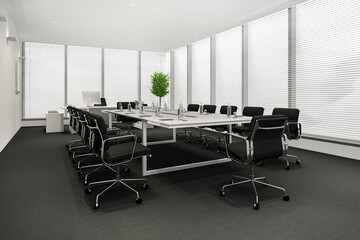 3d rendering business meeting room on high rise office building