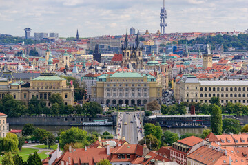 Fototapeta na wymiar View of the traditional buildings and old town in Prague, Czech Republic