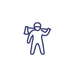 lumberjack line icon, man with axe