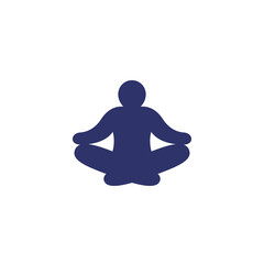 meditation, meditating man icon on white