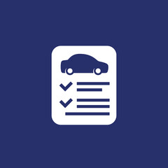 car insurance contract white icon