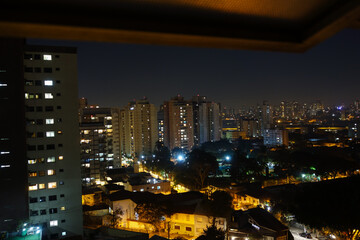 Fototapeta na wymiar Night scene of Sao Paulo city. Buildings and cityscape