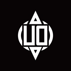 UD Logo with circle rounded combine triangle top and bottom side design template