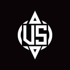 VS Logo with circle rounded combine triangle top and bottom side design template