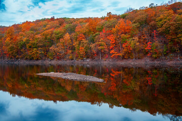 beautiful autumn connecticut forest and river