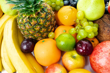 Fresh fruits background.Healthy eating