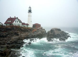 Fototapeta na wymiar portland New England Lighthouses storm