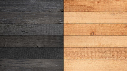 Wooden wall. Natural wood texture background. Brown and black wooden boards texture.